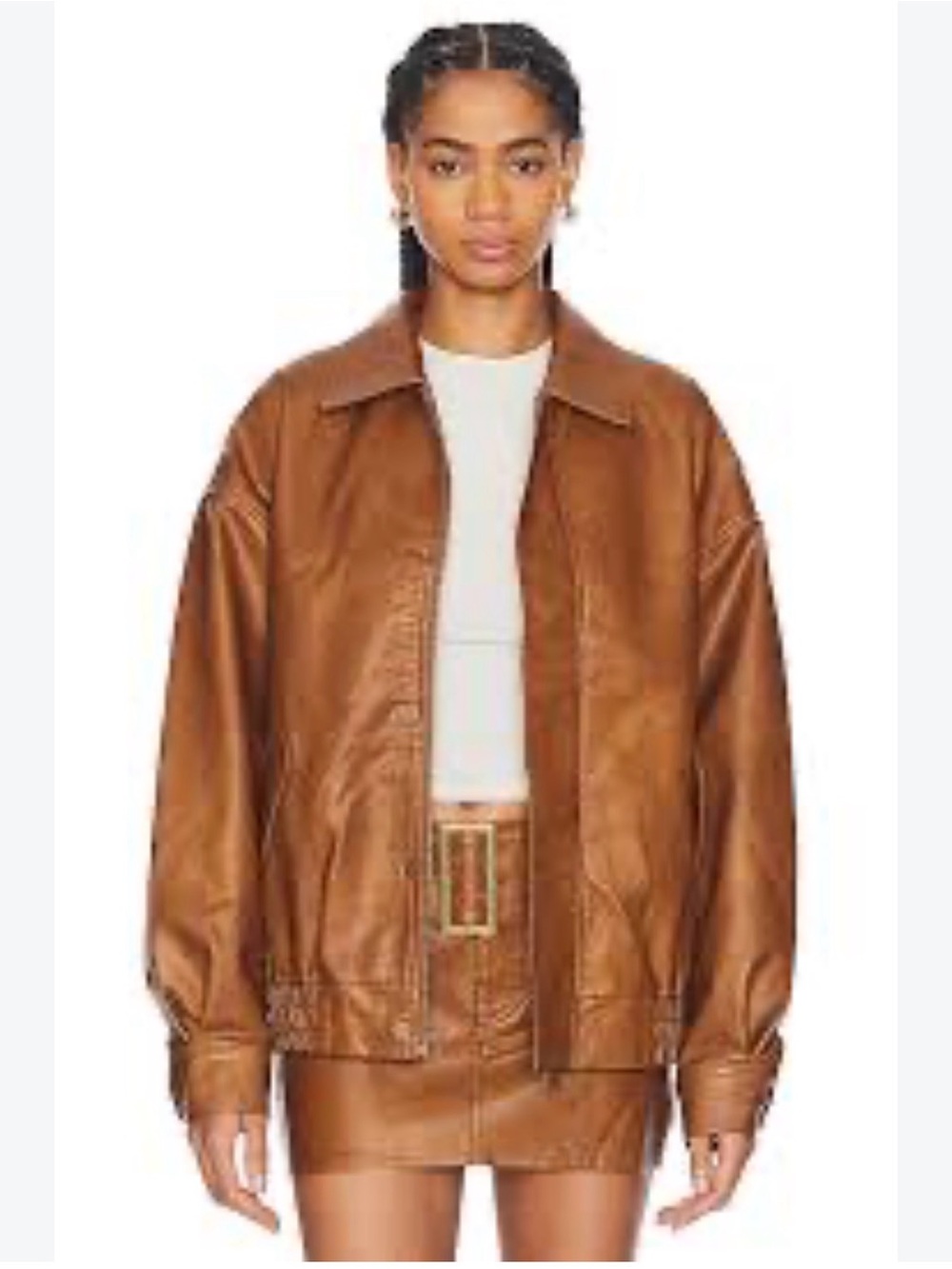 LIONESS Vegan Leather Kenny Bomber Jacket Oversized Slouchy Modern Streetwear M